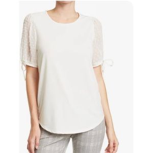 Adrianna Papell Clip Dot Blouse Top Size Small